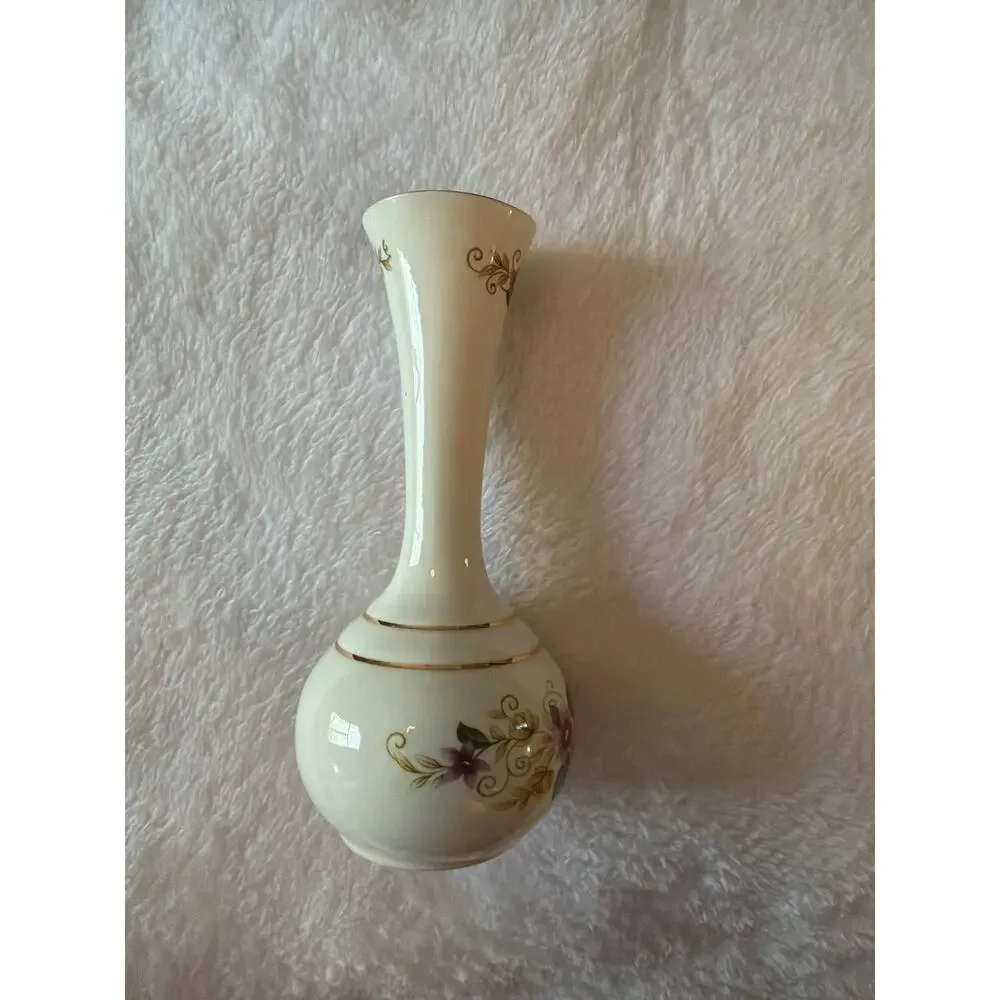 Camelot Fine Bone China Bud Vase England Floral Gold Trim Mini Vase Vintage